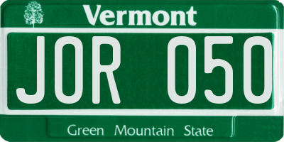 VT license plate JOR050