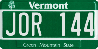 VT license plate JOR144