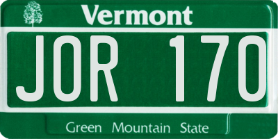 VT license plate JOR170