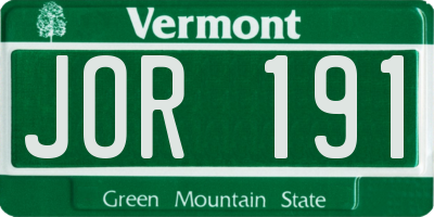 VT license plate JOR191