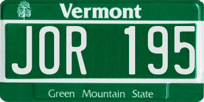VT license plate JOR195
