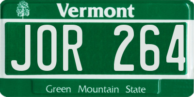 VT license plate JOR264