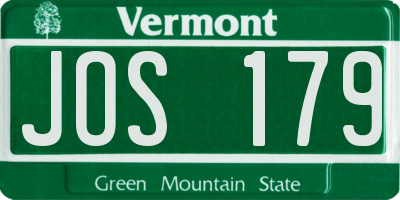 VT license plate JOS179