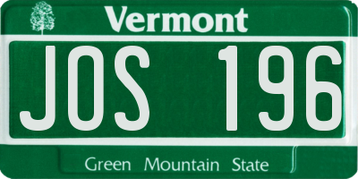 VT license plate JOS196