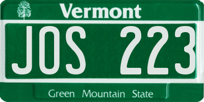 VT license plate JOS223