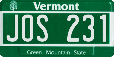 VT license plate JOS231