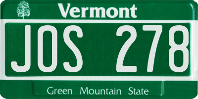 VT license plate JOS278