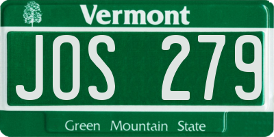 VT license plate JOS279