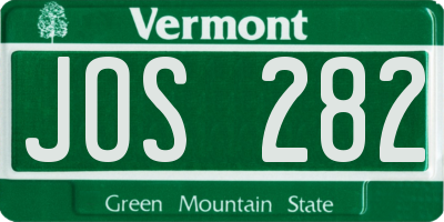 VT license plate JOS282