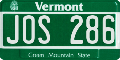VT license plate JOS286