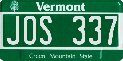 VT license plate JOS337