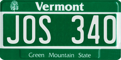 VT license plate JOS340
