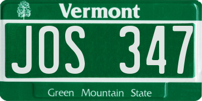 VT license plate JOS347