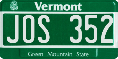 VT license plate JOS352