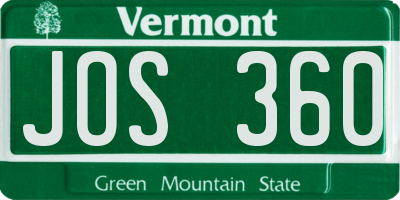 VT license plate JOS360