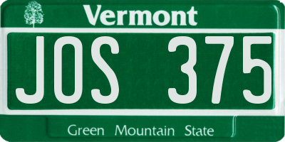 VT license plate JOS375