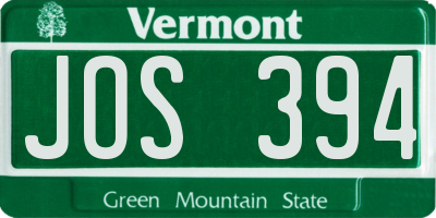 VT license plate JOS394