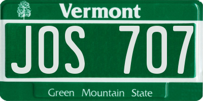 VT license plate JOS707