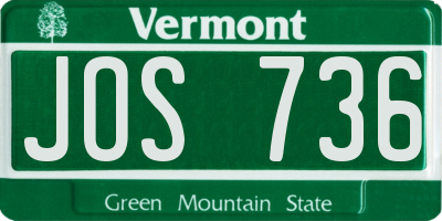 VT license plate JOS736