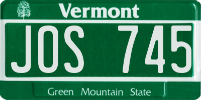 VT license plate JOS745