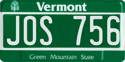 VT license plate JOS756