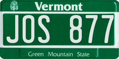 VT license plate JOS877