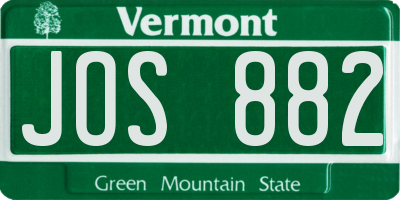 VT license plate JOS882
