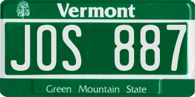 VT license plate JOS887