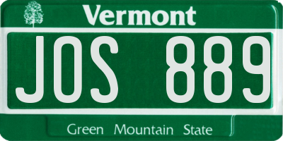 VT license plate JOS889