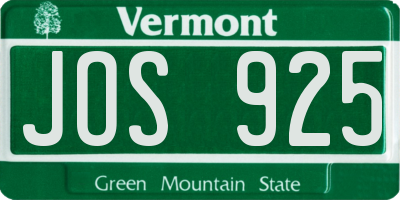 VT license plate JOS925
