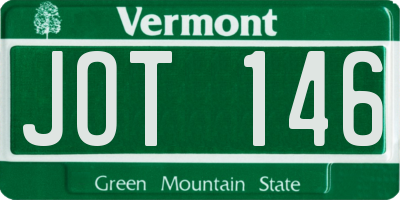 VT license plate JOT146