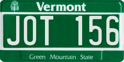 VT license plate JOT156