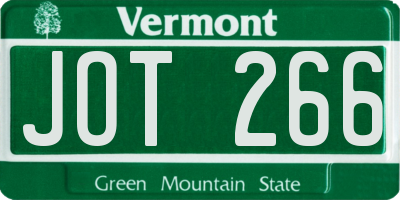 VT license plate JOT266