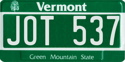 VT license plate JOT537