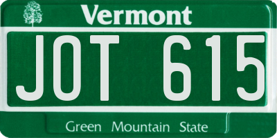 VT license plate JOT615