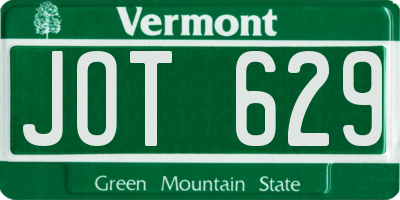 VT license plate JOT629