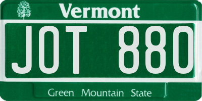 VT license plate JOT880