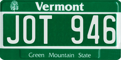 VT license plate JOT946