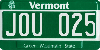 VT license plate JOU025