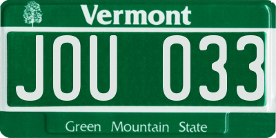 VT license plate JOU033