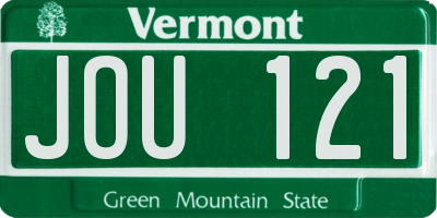 VT license plate JOU121