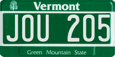 VT license plate JOU205