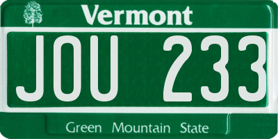 VT license plate JOU233
