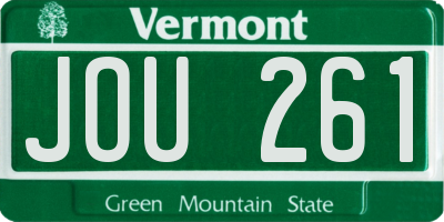 VT license plate JOU261