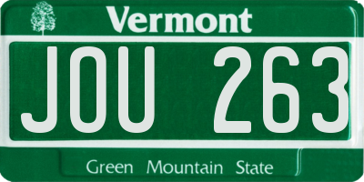 VT license plate JOU263