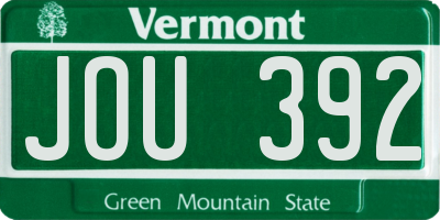 VT license plate JOU392