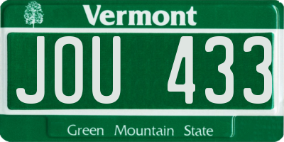 VT license plate JOU433