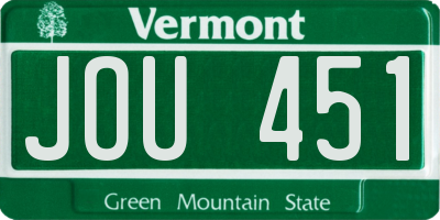 VT license plate JOU451