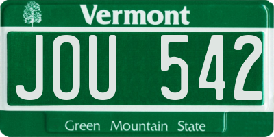VT license plate JOU542