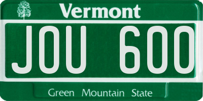 VT license plate JOU600